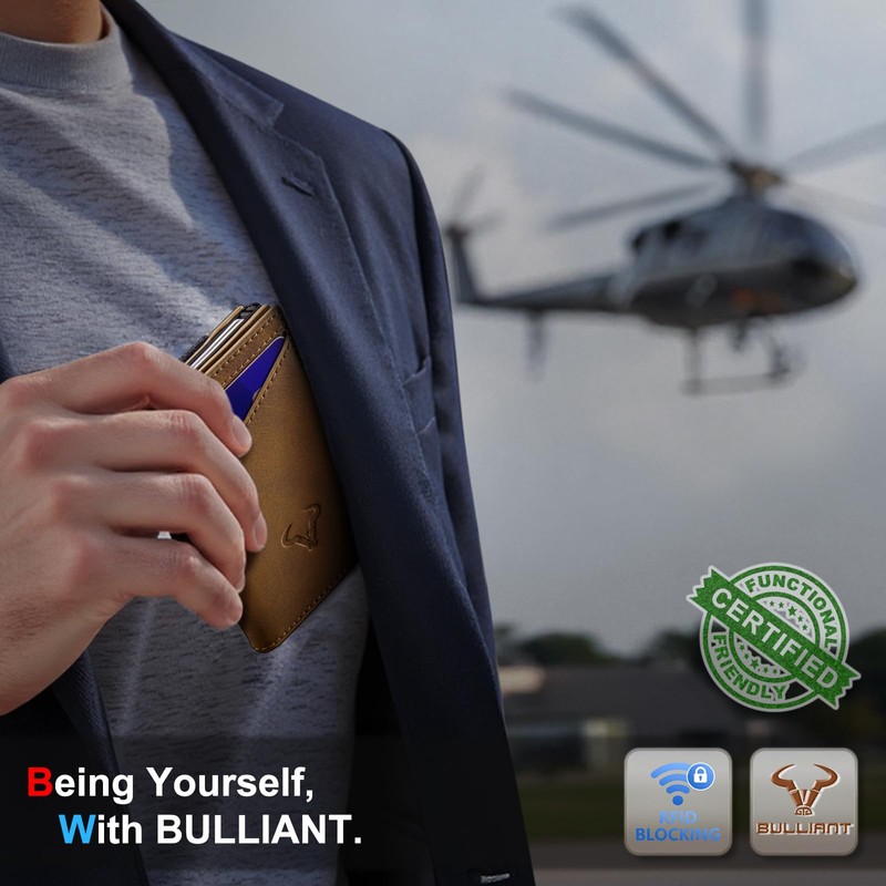 BULLIANT Men Airtag Wallet,Slim Front Pocket Wallet Money Clip for
