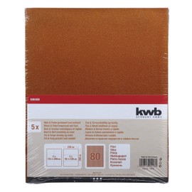 Kwb Flint Sandpaper Sheet 230X280 mm Made of Quartz Sand with Grit Size 80, Good Bonding and Robust Paper Backing for Rough Sanding of Wood and Paint