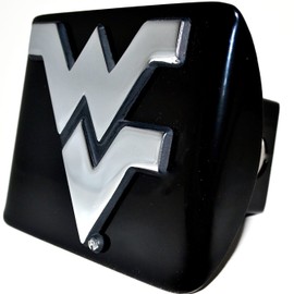 West Virginia Mountaineers Black Metal Trailer Hitch Cover with Chrome Metal Logo (For 2" Receivers)
