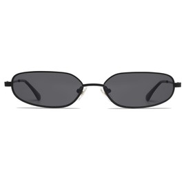 Appassal Small Oval Sunglasses For Women Men Retro Rectangle Metal Sun Glasses AP3685,Matt Black/Dark Grey