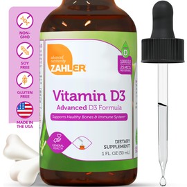 Zahler Zahler Liquid Vitamin D3 1000 IU Adult Supplement for Women & Men Vegetarian Kosher Non-GMO Gluten Free Vitamin D3 Drops (1 fl oz)