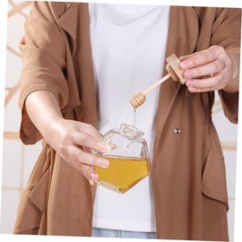 KICHOUSE 2pcs Glass Honey Pot Wooden Lid Sealed Honey Storage Jars for Freshness and Easy Access Containers Kitchen Essentials