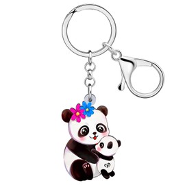 WEVENI Cute Panda Stuff Gifts Acrylic Panda Keychain Bear Keyring Pandas Charms for Women Girls Funny Wallet Accessories (Couple)