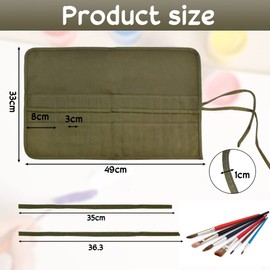 skytowards 30 Compartments Pencil Roll Pencil Case Canvas Brush Bag 49 x 33 cm Pen Case Roll Pen Holder Bag Brush Case Army Green Brush Case Brush Roll for Artist Sketching