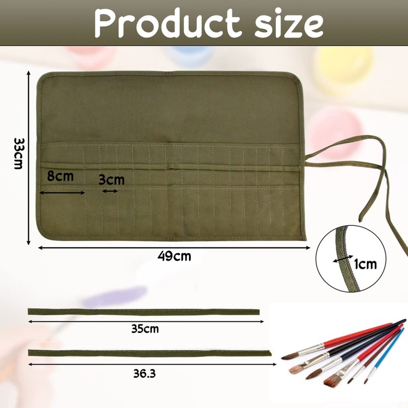 skytowards 30 Compartments Pencil Roll Pencil Case Canvas Brush Bag
