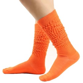 LERTREE Funny Slouch Socks Scrunch Stacked Loose Socks Thickened Winter Warm Boot Knee-high Stockings for Women Girls (Orange)