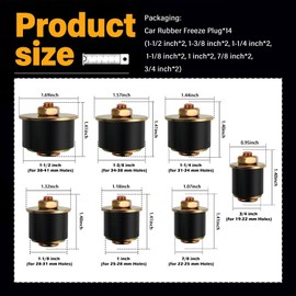 14PCS Car Freeze Plugs Kit in 7 Sizes,Rubber Cars Expansion Plug Kit Contain 3/4" to 1-1/2" Sizes for 19mm to 41mm Holes,Professional Automotive Freeze Plug Car Accessories