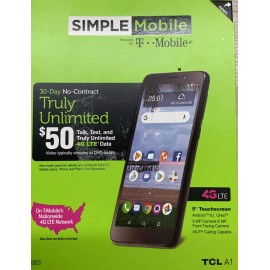 Simple Mobile 4G LTE Data TLC A1 5" Touchscreen 16GB NO SIM CARD INCLUDED
