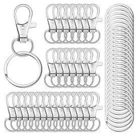 120 Argollas para Llaveros de Acero Inoxidable - 60 Ganchos Giratorios + 60 Aros Grandes de 25mm - Kit Profesional para DIY Manualidades, Bisutería y Llaveros Mayoreo