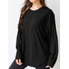 Wihion Women Oversized Long Sleeve T-Shirts Cotton Casual Crewneck Solid