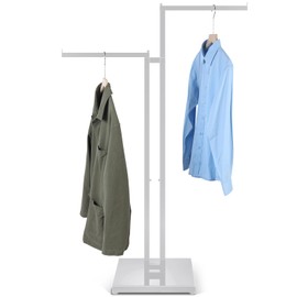 Weysat 2 Way Clothing Rack with 16" Straight Arms Adjustable From 48" to 72" Heavy Duty Clothing Display Stand for Boutique Shops Large Retail Stores and Home Storage, Rectangular Tubing (Silver)