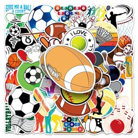 Pack of 50 Mixed Balls Stickers Car Laptop Phone Guitar Skateboard Motorcycle Bicycle Mixed Ball Stickers Set Vinyl Waterproof Aesthetic Stickers for Teenagers Children Adults