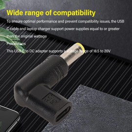 Annadue USB C to DC Adapter, Type C Female to DC 5.5 x 2.5 mm 18.5-20 V 90 Degree Angled Adapter PD Emulator Trigger for Laptop, Supports 100W PD Fast Charging Adapter