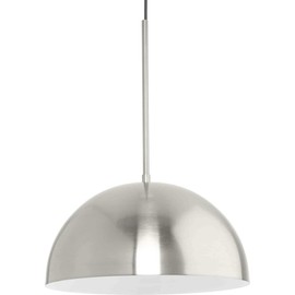 Progress Lighting Perimeter Collection One-Light Brushed Nickel Mid-Century Modern Pendant with Metal Shade (P500379-009)
