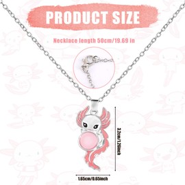 Mikovivi Cute Axolotl Necklace, Zinc Alloy Pink Axolotl Pendant Charm Necklace Trendy Animal Jewelry for Girl Women Birthday Gift Stuff