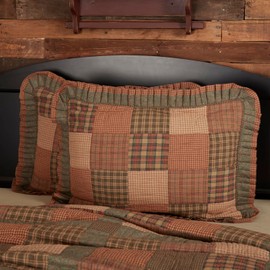 VHC Brands Dark Olive Green Primitive Classic Country Bedding Crosswoods Sham, Standard