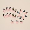 Almond False Nails Short, 24Pcs Black Gradient French Fake Nails
