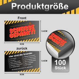 Yezirzax Pack of 100 Scheisse Parked Funny Cards, Parked Funny Cards for Ticking on for Violation, Parked Parking Notices Notices Fun