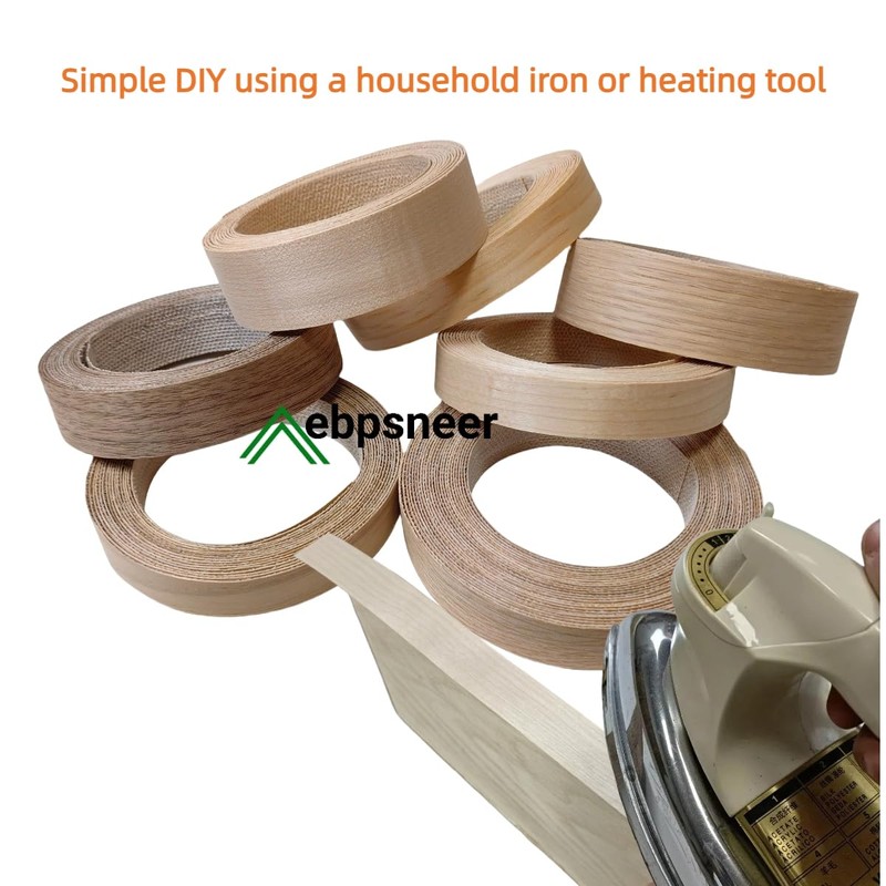 ebpsneer Pre-glued Birch Wood Veneer Edge Banding Tape,3 in X