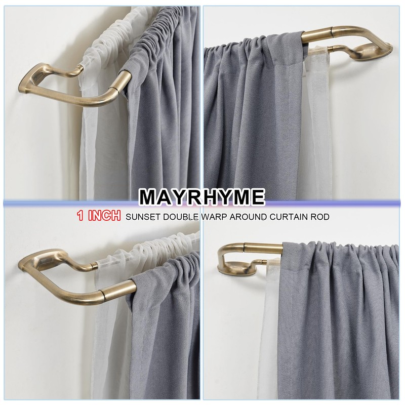 Mayrhyme Antique Bronze Double Curtain Rods for Windows 28-48 Inches,1