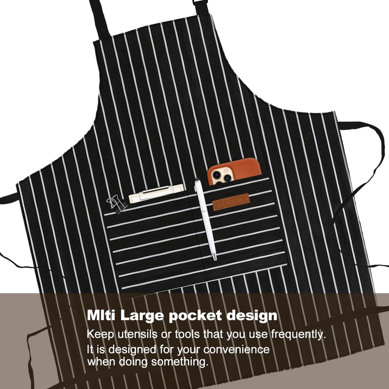 2-Pack Aprons for Women Men with Pockets, Adjustable Bib Kitchen
