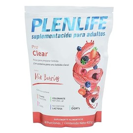 PLENLIFE - Pro Clear - Suplemento Alimenticio en Polvo con Proteína para Bebida Clara Sabor Frutos Rojos - Bolsa con 432 gramos