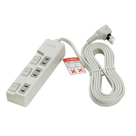 エルパ (ELPA) スイッチ付タップ コンセント 延長コード 省エネ ランプレス 3個口 3ｍ 125V 15A WLS-U33EB(W)