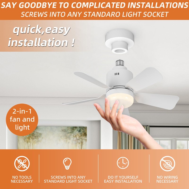 GEADI Screw in Ceiling Fan Light, Dimmable LED Ceiling Lamp