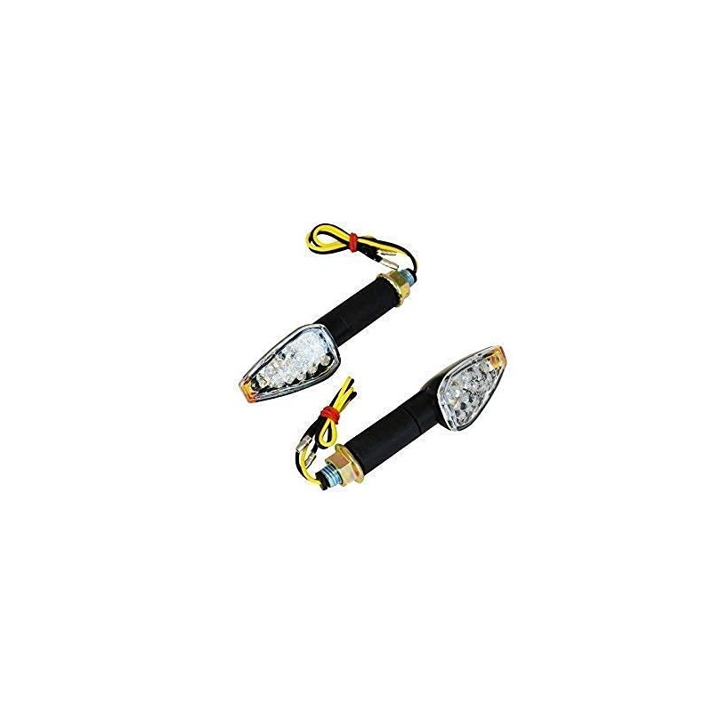 Motorbike LED Indicators - Black - Long Stem