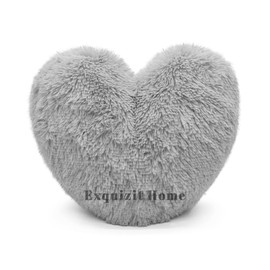 Teddy Bear Cuddly Fleece Super Soft Heart Shape Fluffy Filled Cushion Warm & Cosy Home Decoration Gift For Loved One Valentine Day Heart Cushion Silver 38cm x 38cm Approximate