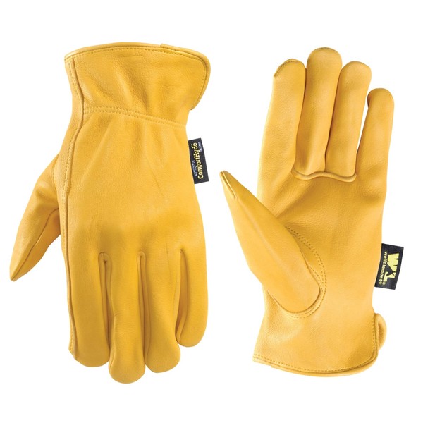 Full Leather Men's Driving Gloves for Light-Duty Work, Medium (Wells Lamont 984), Saddletan