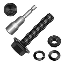 Marysino (10Sets) M6 Bolt x 25mm Flanged Hex Head Bolts, External Flange Hex Drive M6 Screws, Class 10.9 Black Zinc Plated Alloy Steel Metric M6x1.0 Bolts Kit
