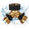 almaio Y Hose Splitter 2 Ways, 3/4" Brass DoubleTap Connector,