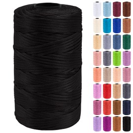 Uiopa Macrame Yarn 3 mm x 200 m Polypropylene Flat Macrame Cord Macrame Cord Coloured for Crochet, Knitting, Decoration, DIY Crafts