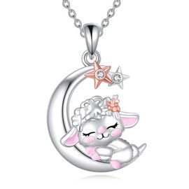 YAFEINI Koala Necklace for Women 925 Sterling Silver Moon Pendant Necklace for Girls Koala Jewellery Gift, Sterling Silver, Cubic Zirconia
