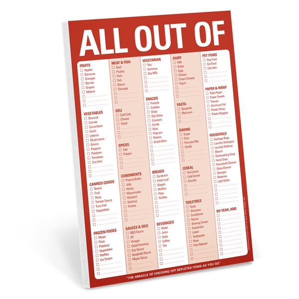 Knock Knock All Out of Pad Grocery List Note Pad, 6 x 9-inches (Red)