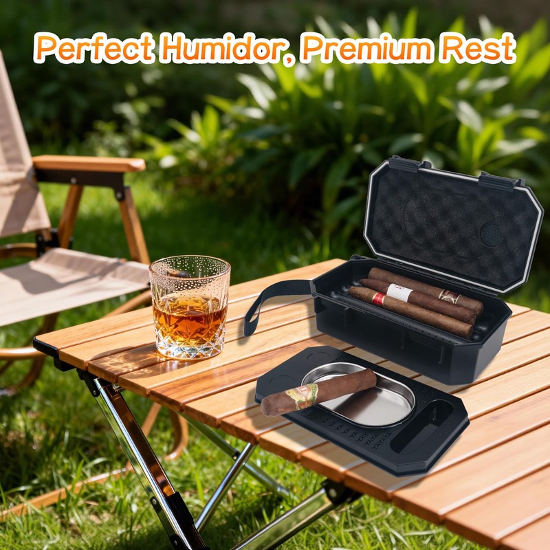 Crefun Travel Cigar Case for 10 Cigars with Ashtray, ABS
