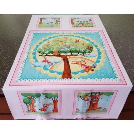 Red Rooster Fabrics Rainbow Woodland Panel 42x23 Mila Marquis Red Rooster Tree Animal Blocks