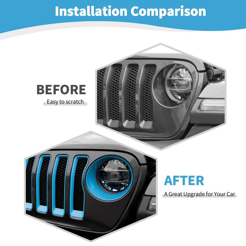 RT-TCZ for Wrangler JL Mesh Front Grille Grill Insert Headlight