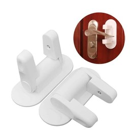 Childproof Door Lever Lock,Improved door safety for kids, Preventing Babies From Opening Doors,No Drilling Child Safety Door Handle Lock. Simple Install, No Tools Needed (White, 2 Pack)