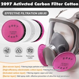 WYAJU Full Face Respirator Mask with Filters, Reusable Anti-fog Gas Mask with 60926 & 2097 Activated Carbon Filters Against Dust Organic Vapor, Ideal for Painting, Polishing, Welding,Woodworking