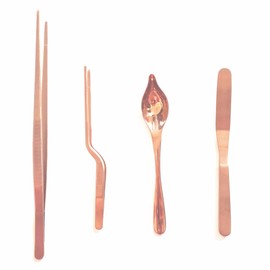 4 Pcs Stainless Steel Kitchen Chef Cooking Tweezers Precision Tongs Drawing Spoons Offset Spatula Set for Professional Chef Food Culinary Plating Decorating (Rose Golden)