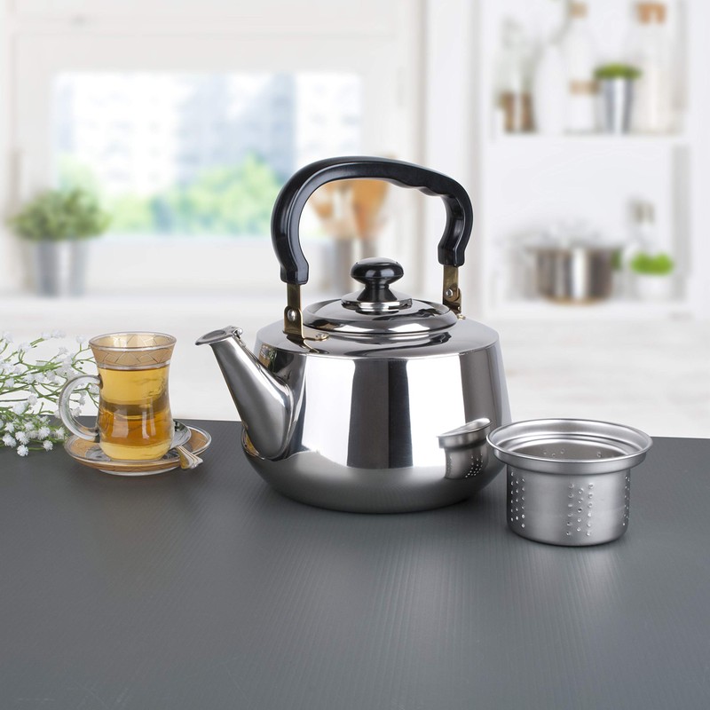 Aramco Alpine Cuisine Tea Kettle & Strainer, 3 L, Stainless