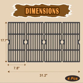 SafBbcue DGN576DNC-D Grill Parts for Dyna-Glo DGE486BNP DGE486BSP DGE486GSP DGE530GSP M486BBDG14 Master Forge 403-01006-00 3218LT MFJ576DNC Brinkmann 810-9590-S Grill Grates