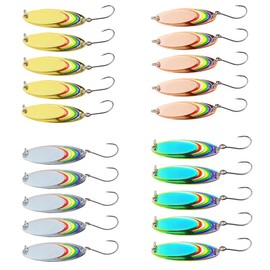 5PCS 1.65in Fishing Lures Fishing Spoons Saltwater Treble Hooks Lures Hard Metal Spinner Baits Casting Spoon Lures for Salmon Bass Weight 5g/0.17oz-Rose Gold