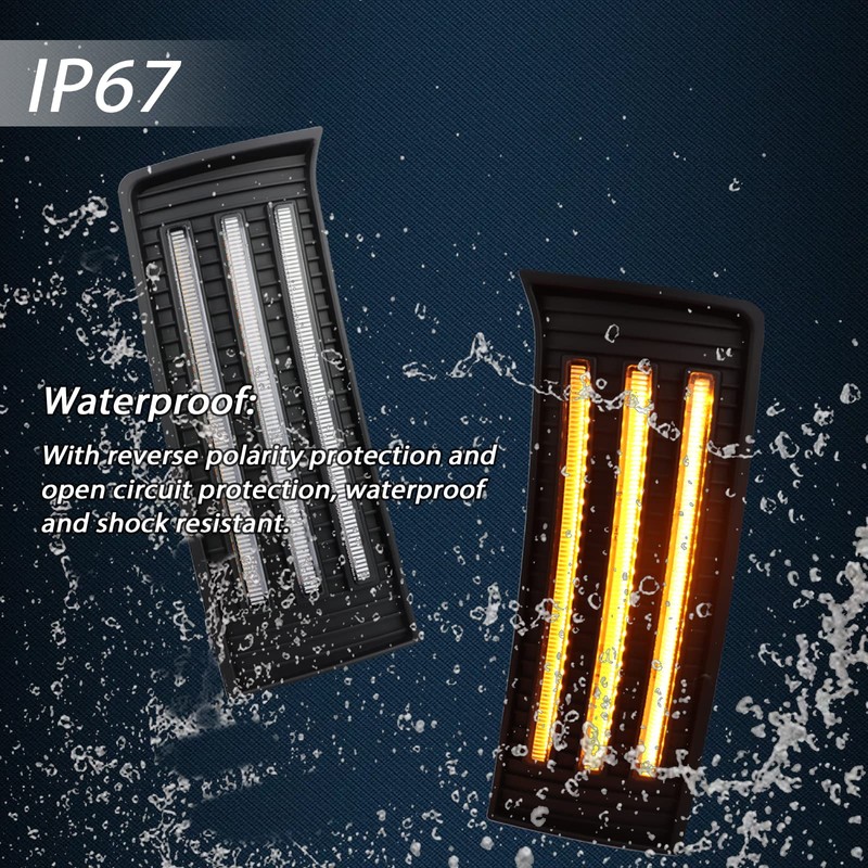 GEEGEETOP Switchback White/Amber Front Bumper Fog Daytime LED Running Light