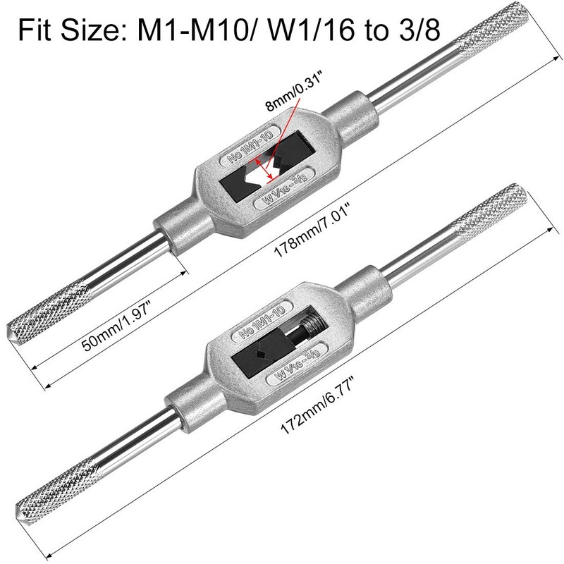 Sourcing Map Adjustable Tap Wrench Handle for Metric M1-M10 W1/16-3/8,