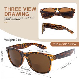 OKH Classic Retro Frame Unisex Bifocal Reading Sunglasses Sunglasses for Men Women UV400 Outdoor Sun Reader Reading in the Sun 1.0 1.5 2.0 2.5 3.0 3.5, Tortoiseshell