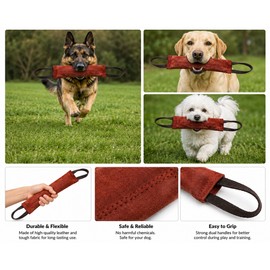 Leather Dog Training Bite Tug Toy with Dual Handles