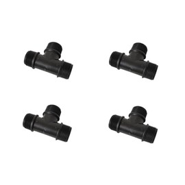 PP Threaded Fitting Screw Fitting T-Piece Black PN10 Fittings AG 3/4 Inch Pack of 4